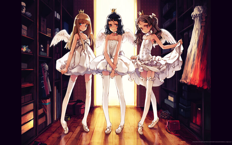 Three angelic girls in a closet