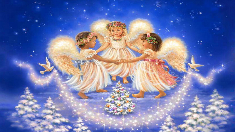 Three Angels Dancing — Blue, Serene