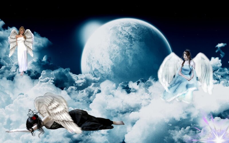 Three Angels in Clouds