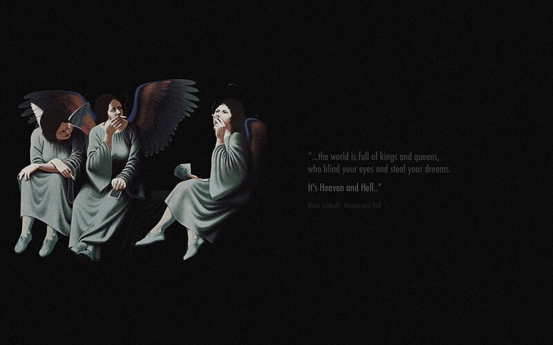 Three Angels Smoking — Black, Dramatic