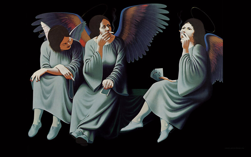 Three Angels Smoking