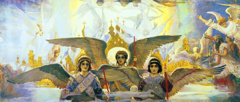 Three Angels with Wings — Blue