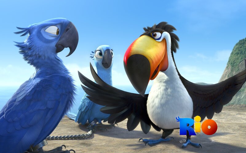 Three Animated Birds — Blue, Bright