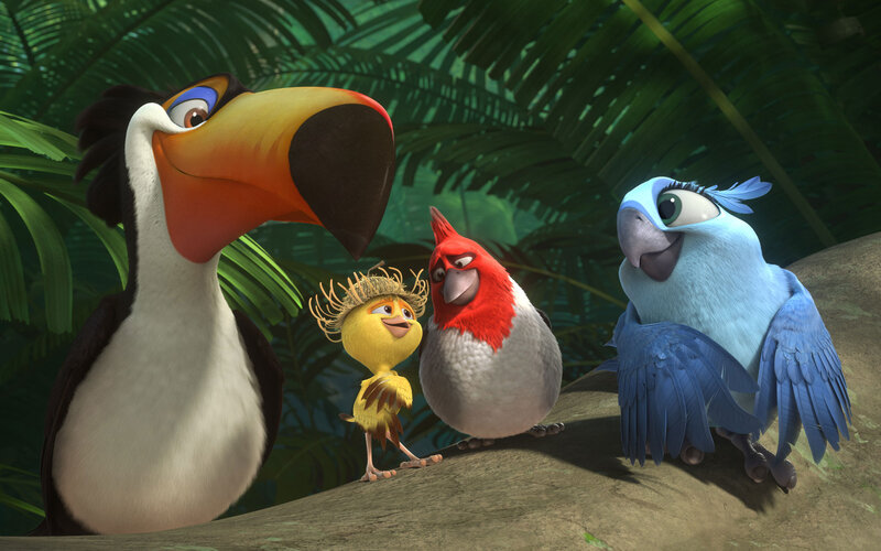 Three Animated Birds on a Branch