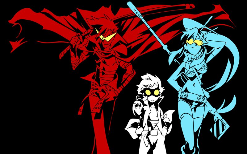 Three Animated Characters — Red, Dramatic