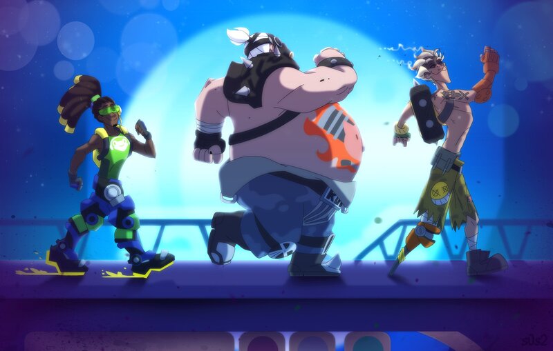 Three Animated Characters Running