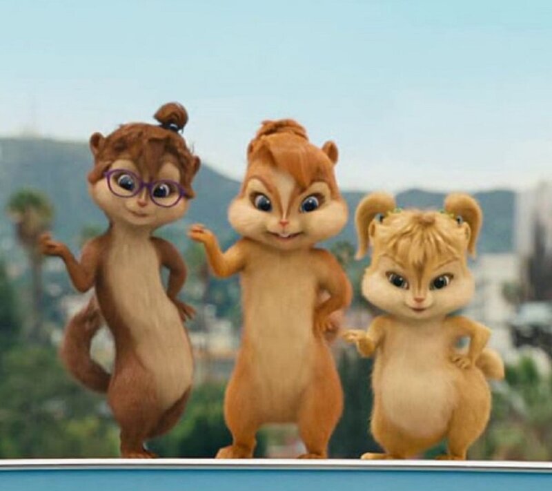 Three Animated Chipmunks — Brown, Playful