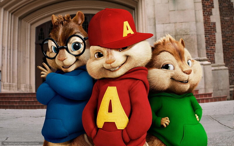 Three Animated Chipmunks — Red, Cheerful