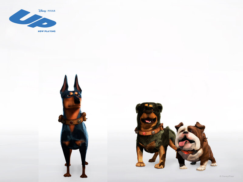 Three Animated Dogs — White