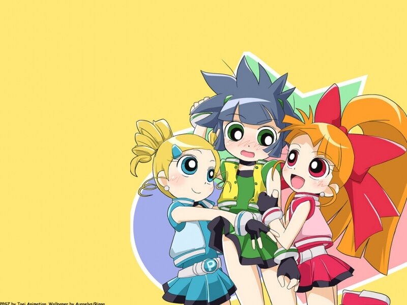 Three Animated Girls — Yellow, Cheerful