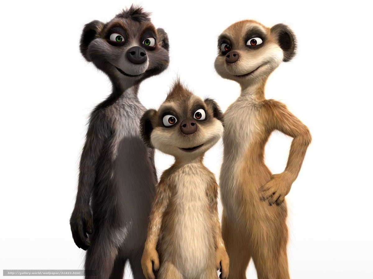 Three animated meerkats standing together