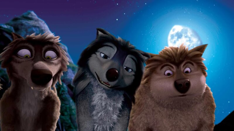 Three Animated Wolves