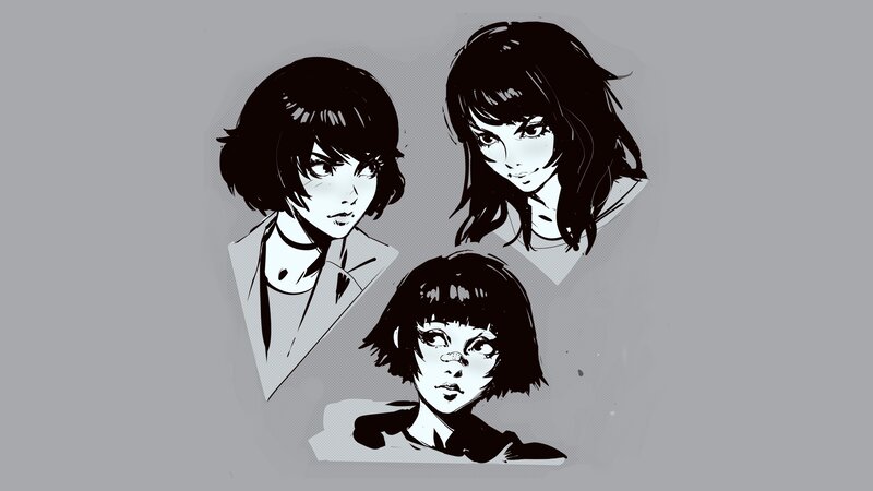 Three Anime Character Heads