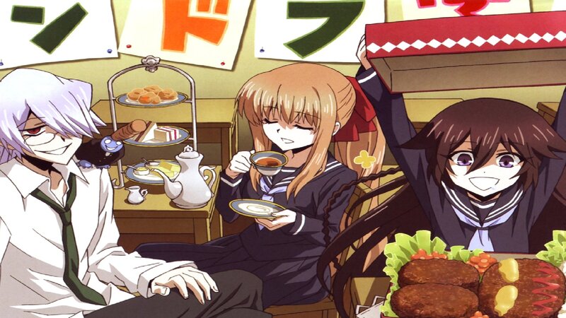 Three Anime Characters at a Table