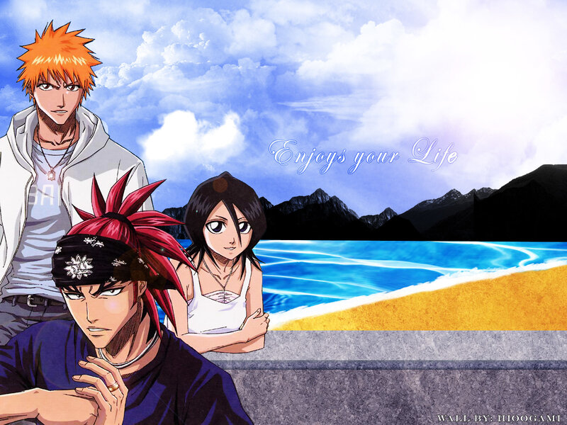Three Anime Characters at Beach