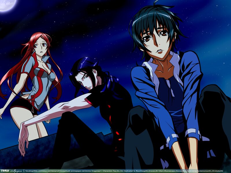 Three Anime Characters at Night