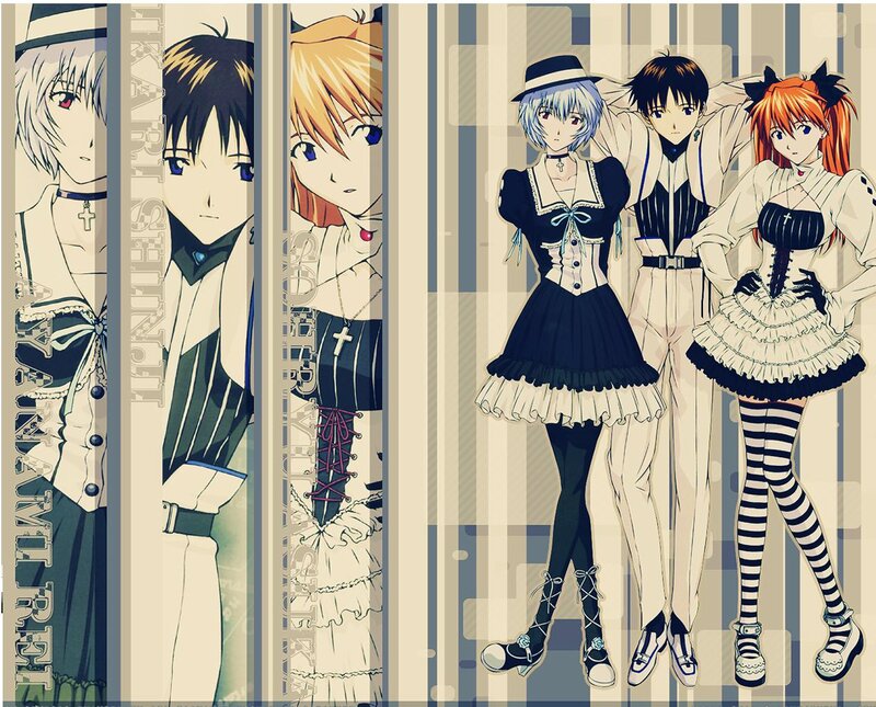 Three Anime Characters — Beige, Dramatic