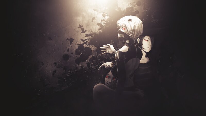Three Anime Characters — Black, Dark, Dramatic
