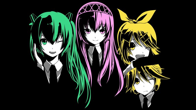 Three Anime Characters — Black, Dramatic, Green Hair