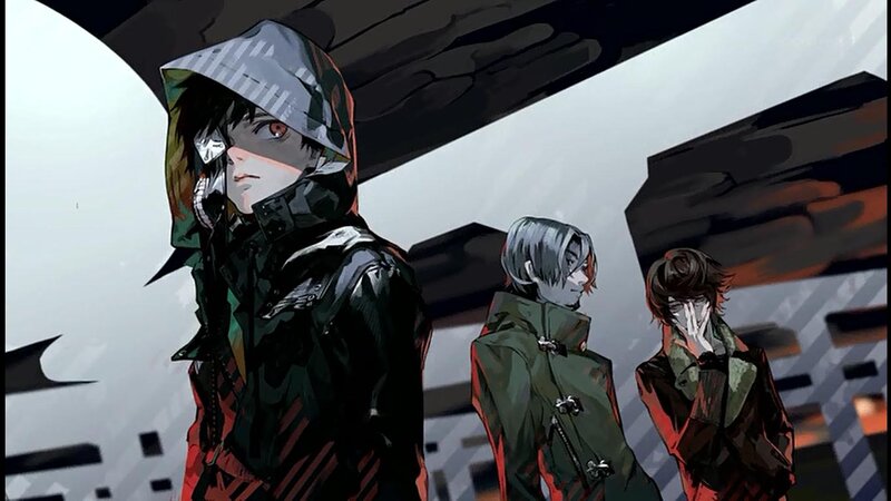 Three Anime Characters — Black, Dramatic, Hooded Jacket