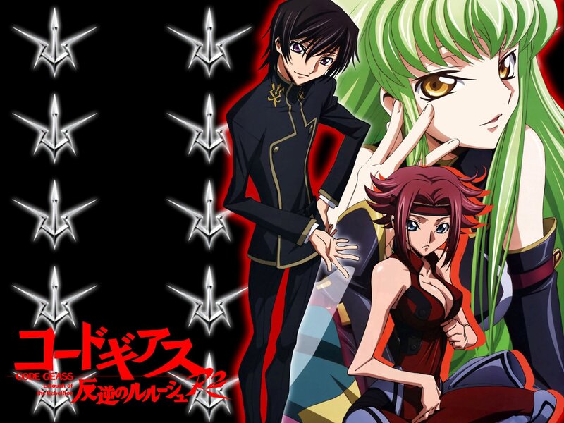 Three Anime Characters — Black, Dramatic, Logo