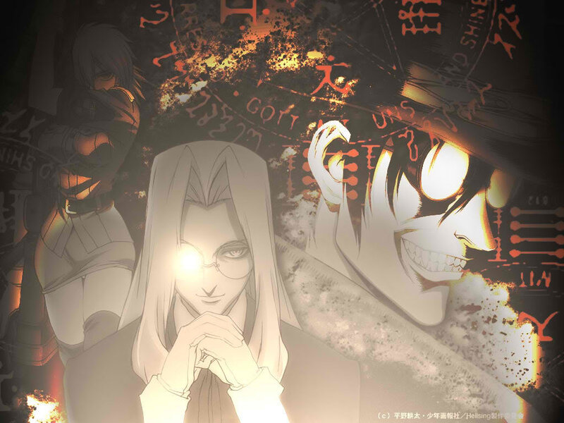 Three Anime Characters — Black, Dramatic, Magic Symbols