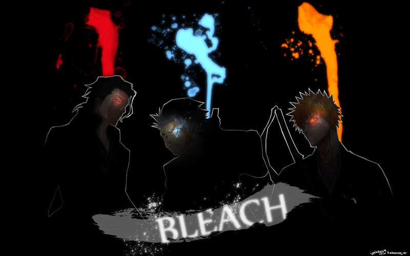 Three Anime Characters — Black, Dramatic, Night, Digital Art