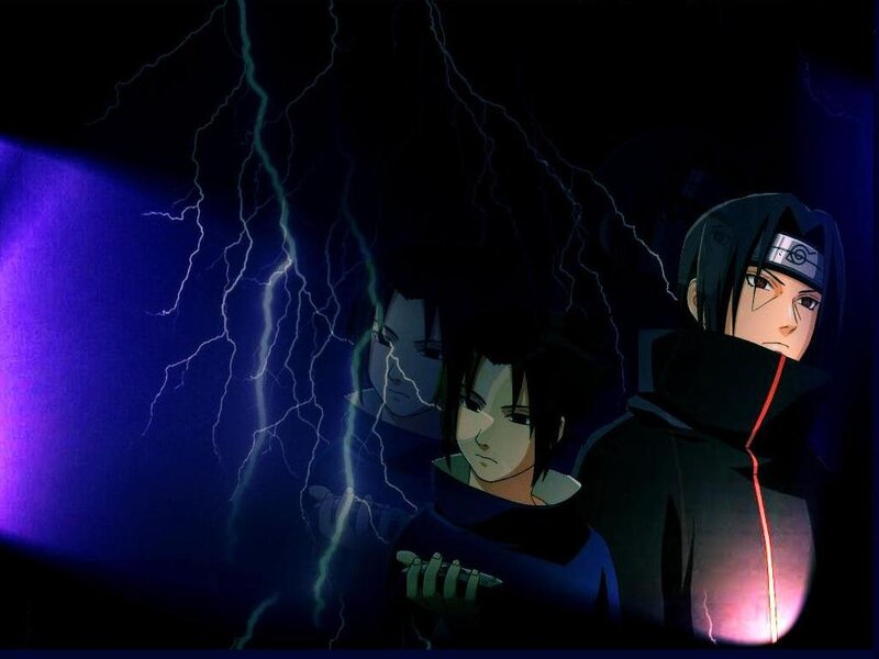 Three Anime Characters — Black, Dramatic, Night, Lightning