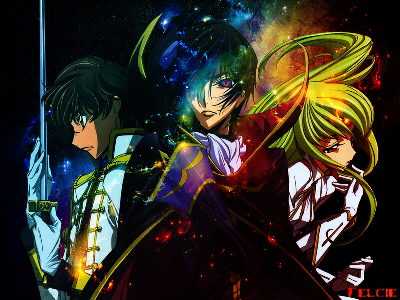 Three Anime Characters — Black, Dramatic, Night, Sword, Galaxy