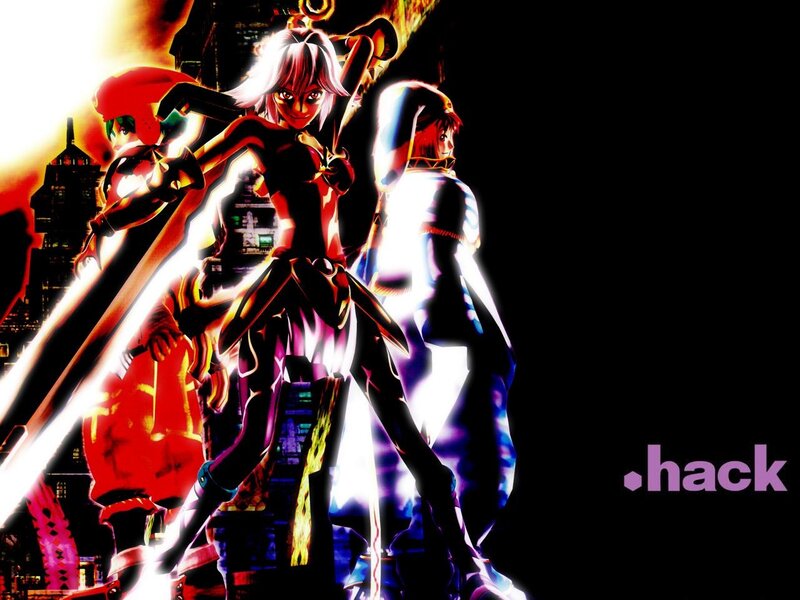 Three Anime Characters — Black, Dramatic, Night, Swords, Cityscape