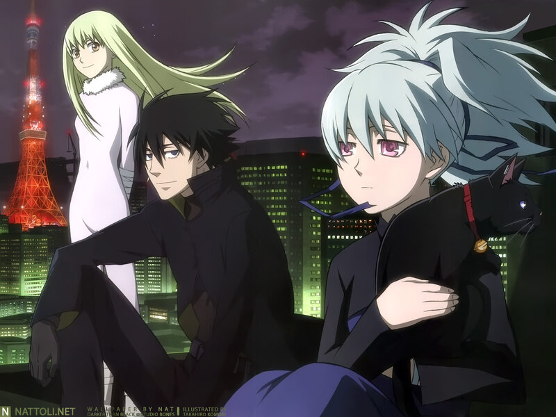 Three Anime Characters — Black, Dramatic, Night, Tokyo Tower