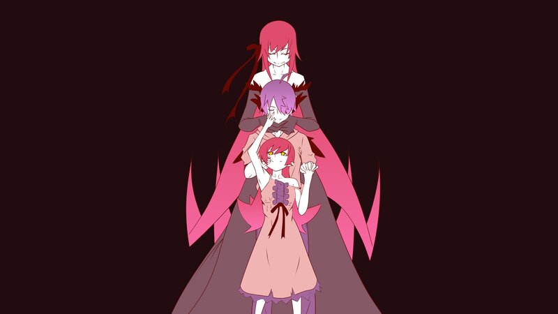 Three Anime Characters — Black, Dramatic, Pink Hair