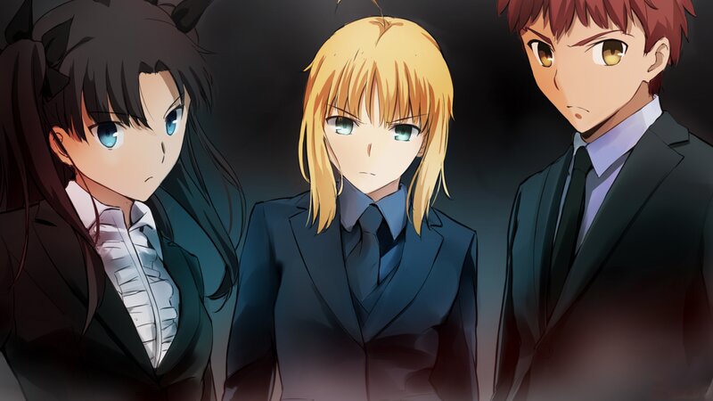 Three Anime Characters — Black, Dramatic, Suits, School Uniforms
