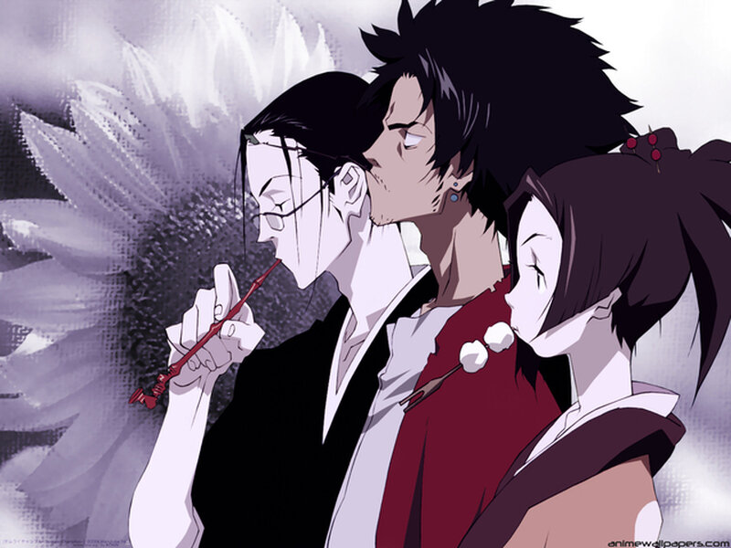 Three Anime Characters — Black, Dramatic, Sunflower