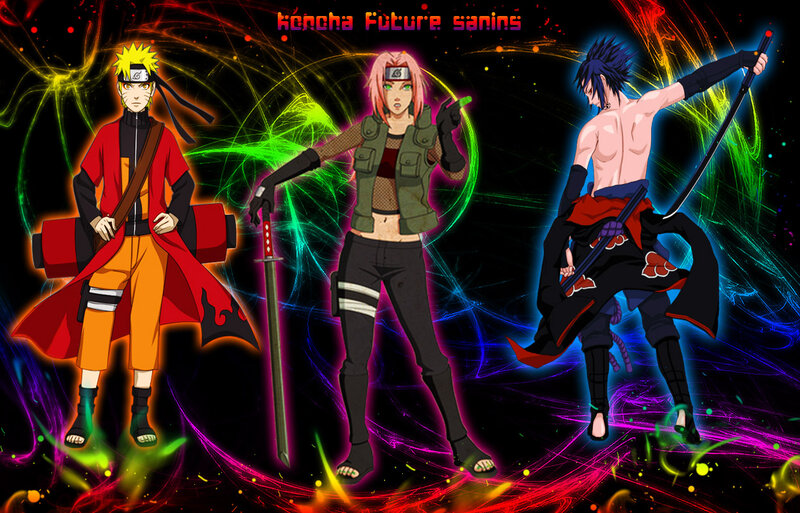 Three Anime Characters — Black, Dramatic, Swords, Energy Effects