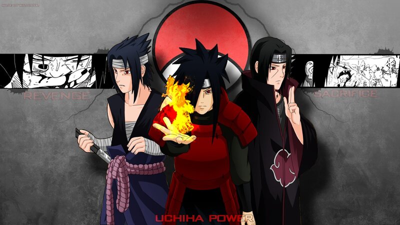 Three Anime Characters — Black, Dramatic, Swords, Fire