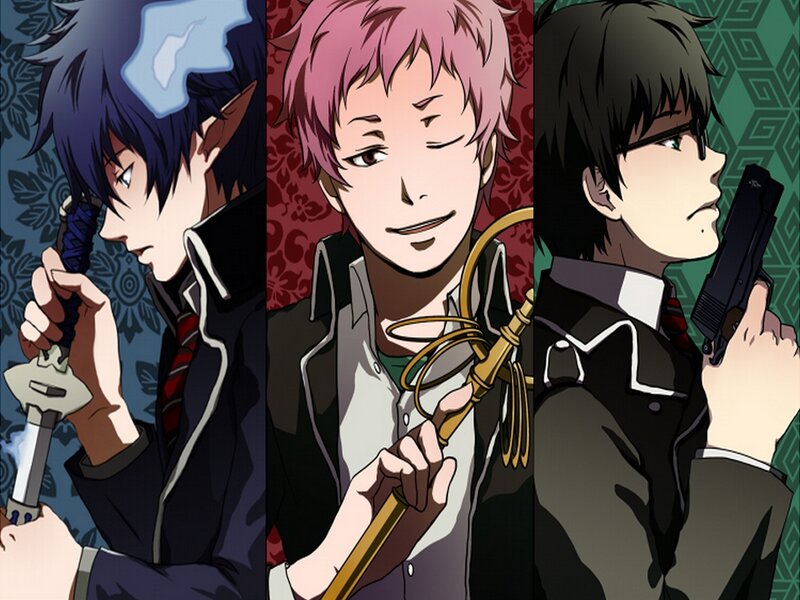 Three Anime Characters — Black, Dramatic, Swords, Gun