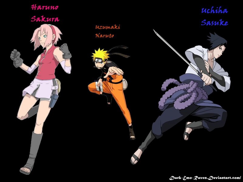 Three Anime Characters — Black, Dynamic