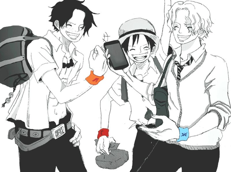 Three Anime Characters — Black, Happy