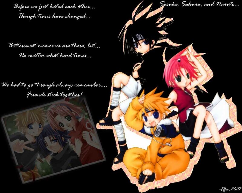 Three Anime Characters — Black, Nostalgic