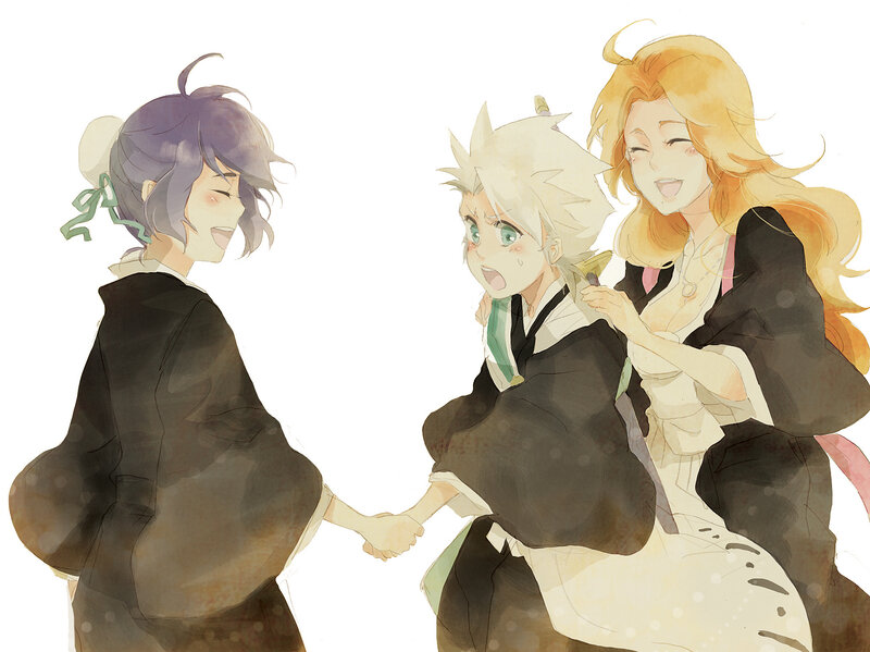 Three Anime Characters — Black, Playful