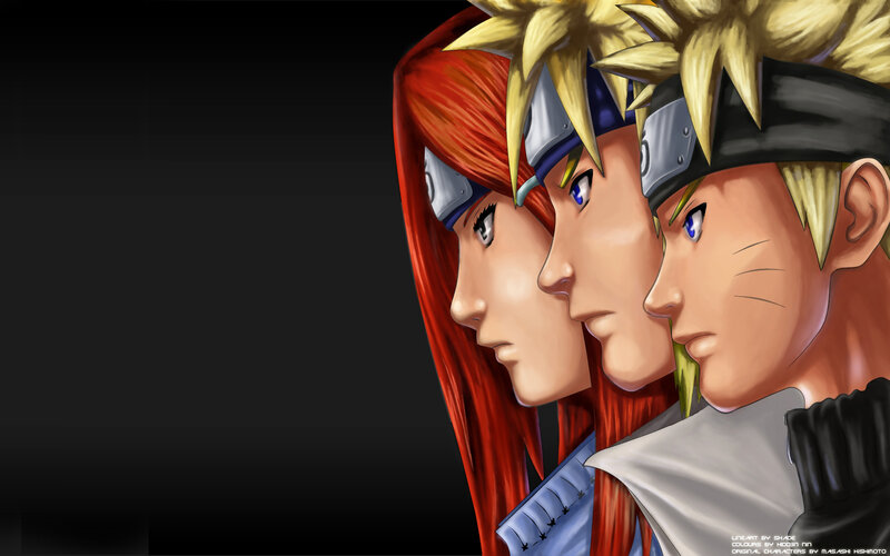 Three Anime Characters — Black, Serious, Red Hair