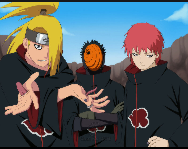 Three Anime Characters — Black, Serious