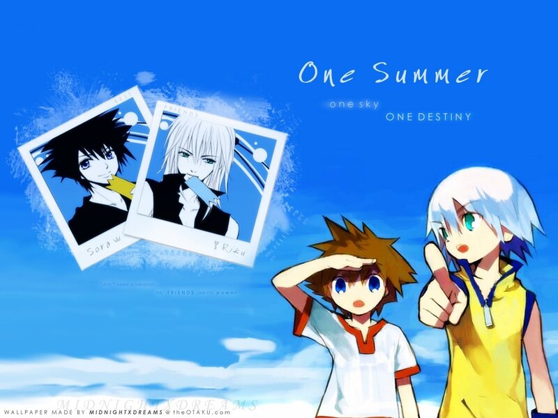 Three Anime Characters — Blue, Bright
