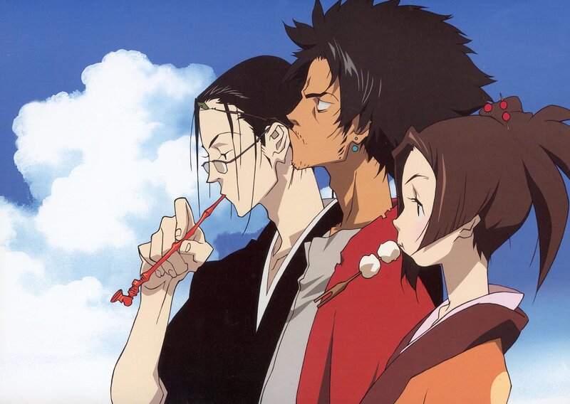 Three Anime Characters — Blue, Calm, Afternoon, Clouds