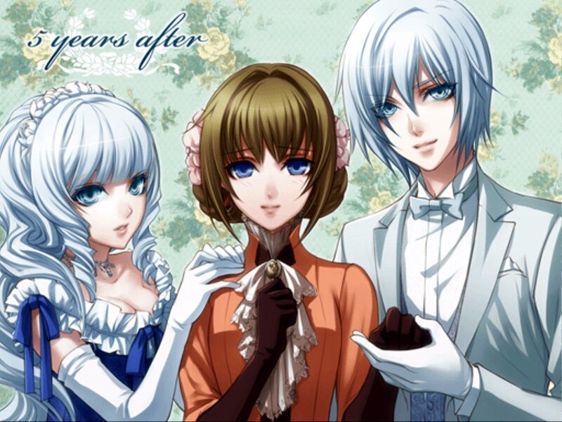Three Anime Characters — Blue, Calm, Flowers