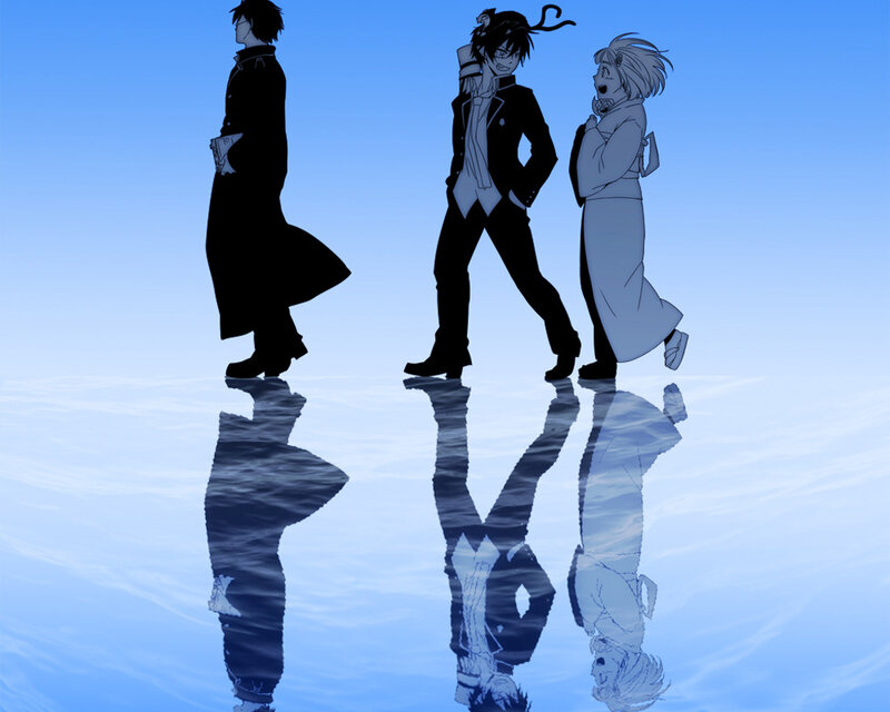 Three Anime Characters — Blue, Calm, Reflection