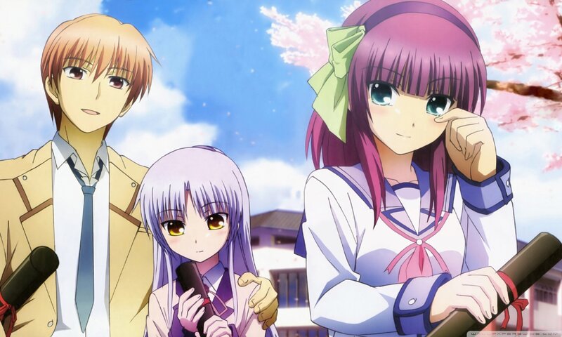 Three Anime Characters — Blue, Calm, Spring, Cherry Blossoms