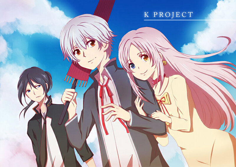 Three Anime Characters — Blue, Cheerful, Afternoon, Sky