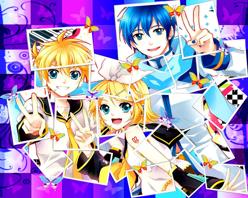 Three Anime Characters — Blue, Cheerful